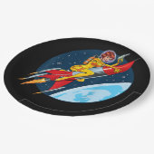 ヴィンテージレトロ宇宙Sci-Fi女性宇宙飛行士 ペーパープレート (アングル)