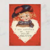 ヴィンテージレトロ小さな女の子バレンタインカード シーズンポストカード (正面)