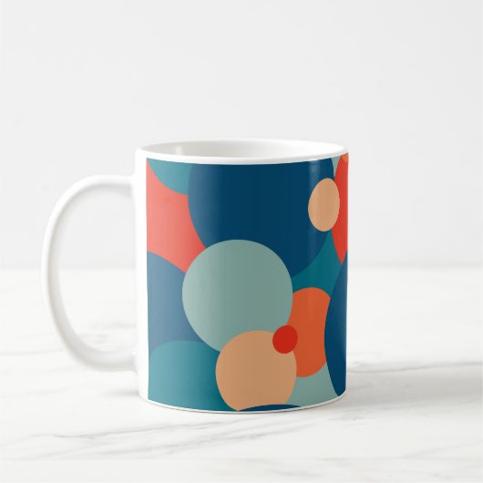 ヴィンテージレトロ幾何学的ヒッピーファンキーボーカラフル コーヒーマグカップ (左)