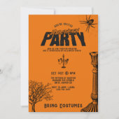 ヴィンテージレトロ怖いハローウィンパーティ 招待状 (正面)