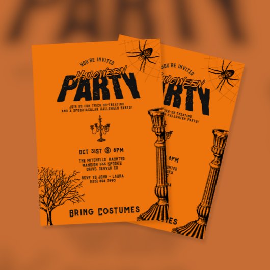 ヴィンテージレトロ怖いハローウィンパーティ 招待状