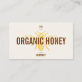 ヴィンテージレトロ手作りブラウンイエローハチミツバメのロゴ 名刺 (正面)