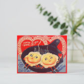 ヴィンテージレトロ揚げ卵バレンタイン シーズンポストカード (スタンド正面)