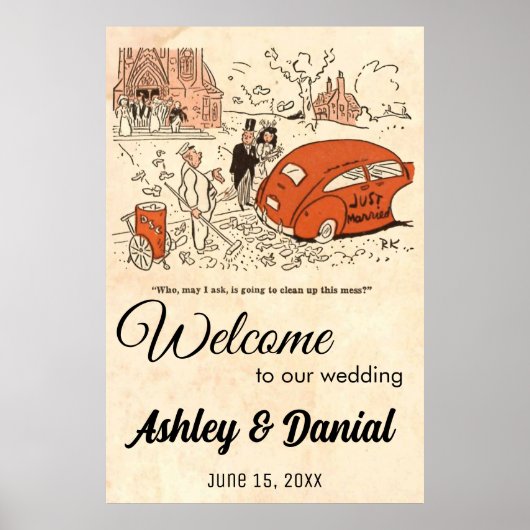 ヴィンテージレトロ新婦おもしろい50sオールド結婚 ポスター (正面)