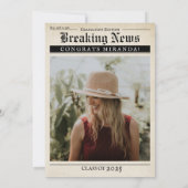 ヴィンテージレトロ新聞3写真卒業 招待状 (裏面)