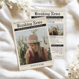 ヴィンテージレトロ新聞3写真卒業 案内状