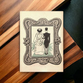 ヴィンテージレトロ新郎新婦の結婚式の日付を保存 招待状