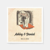 ヴィンテージレトロ新郎新婦オールド漫画ブック結婚ズ スタンダードカクテルナプキン (正面)