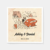 ヴィンテージレトロ新郎新婦オールド漫画素朴ズ結婚 スタンダードカクテルナプキン (正面)