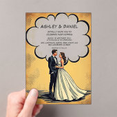 ヴィンテージレトロ新郎新婦漫画ブック結婚ズ アクリル招待状 (インサイチュ (ポータブル))