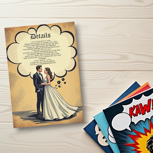 ヴィンテージレトロ新郎新婦漫画ブック結婚ズ エンクロージャーカード