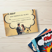 ヴィンテージレトロ新郎新婦漫画ブック結婚ズ 出欠カード