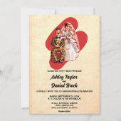 ヴィンテージレトロ新郎新婦50クラシックs結婚の 招待状 (正面)