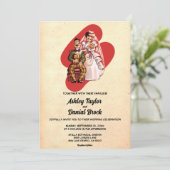 ヴィンテージレトロ新郎新婦50クラシックs結婚の 招待状 (スタンド正面)