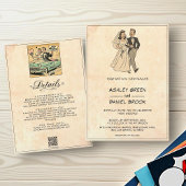 ヴィンテージレトロ新郎新婦50年代漫画結婚 招待状