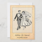 ヴィンテージレトロ新郎新婦50s漫画結婚ズ 招待状 (正面)