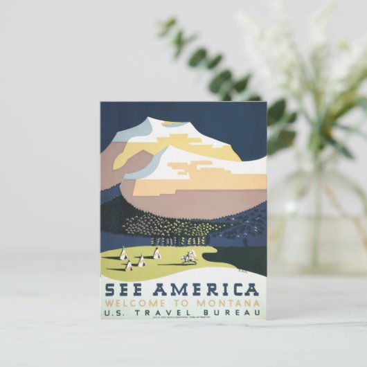 ヴィンテージレトロ旅行はがきモンタナUSA ポストカード (スタンド正面)