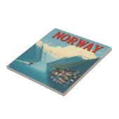 ヴィンテージレトロ旅行 | 風光明媚な美しいオブノルウェー タイル (側面)