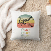 ヴィンテージレトロ日没、飛行機パイロット、航空クール機 クッション (ブランケット)