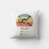 ヴィンテージレトロ日没、飛行機パイロット、航空クール機 クッション (正面)