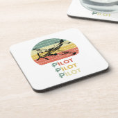 ヴィンテージレトロ日没、飛行機パイロット、航空クール機 コースター (左側)