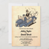 ヴィンテージレトロ旧たった今結婚しましたカップル50結婚s 招待状 (正面)