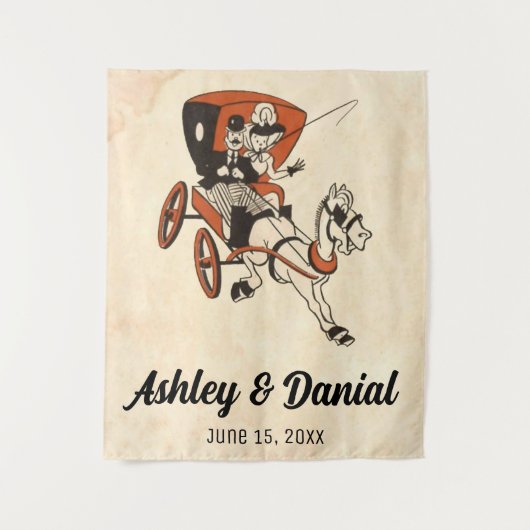 ヴィンテージレトロ旧クラシックスタイル50素朴s結婚の タペストリー (正面)