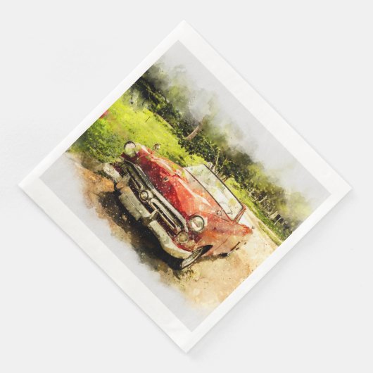 ヴィンテージレトロ旧クラシック車オートウォーターカラーアート (コーナー)