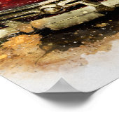 ヴィンテージレトロ旧クラシック車オートウォーターカラーアート ポスター (角)