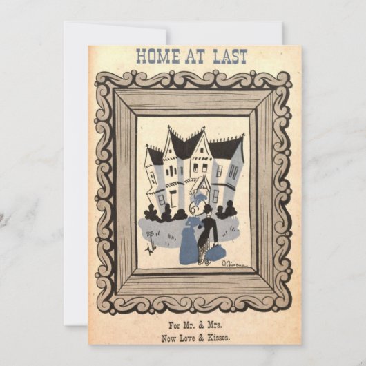 ヴィンテージレトロ旧スタイルカップル漫画ブック結婚 招待状 (裏面)