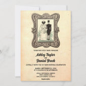 ヴィンテージレトロ旧スタイルカップル漫画ブック結婚 招待状 (正面)