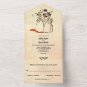 ヴィンテージレトロ旧スタイル素朴ブリデスマ結婚イド オールインワン招待状 (内側)