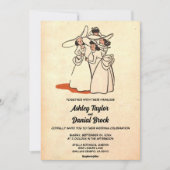 ヴィンテージレトロ旧スタイル素朴ブリデスマ結婚イド 招待状 (正面)