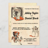 ヴィンテージレトロ旧古代ポップ・アートの美術素朴結婚ズ 招待状 (正面/裏面)