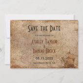 ヴィンテージレトロ旧地図クラシック船結婚の セーブザデート (正面)