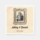 ヴィンテージレトロ旧提案素朴漫画結婚ズ スタンダードカクテルナプキン (正面)