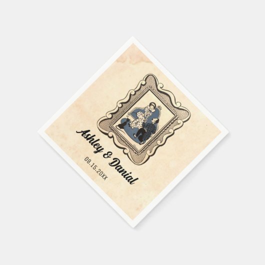 ヴィンテージレトロ旧提案素朴漫画結婚ズ スタンダードカクテルナプキン (角)