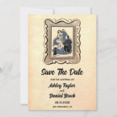 ヴィンテージレトロ旧提案結婚式の保存日付 招待状 (正面)