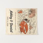 ヴィンテージレトロ旧新婦おもしろい結婚ズ タペストリー (正面(横))