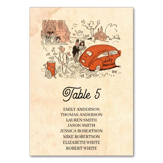 ヴィンテージレトロ旧50年代の漫画ブック素朴結婚 テーブルナンバー (正面)