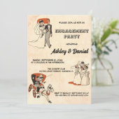 ヴィンテージレトロ旧50s漫画テーマ婚約パーティ 招待状 (スタンド正面)