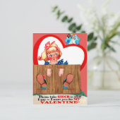 ヴィンテージレトロ柵バレンタインカード シーズンポストカード (スタンド正面)