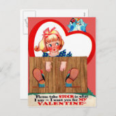 ヴィンテージレトロ柵バレンタインカード シーズンポストカード (正面/裏面)