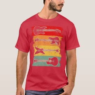 ヴィンテージレトロ楽器ミュージカルメンウィメンズギター Tシャツ