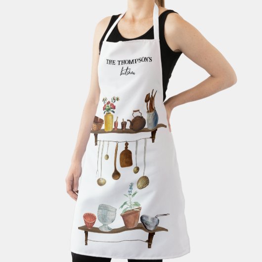 ヴィンテージレトロ水彩台所用品 エプロン (インサイチュ)