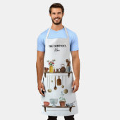 ヴィンテージレトロ水彩台所用品 エプロン (着用した状態)