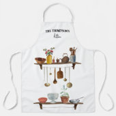 ヴィンテージレトロ水彩台所用品 エプロン (正面)