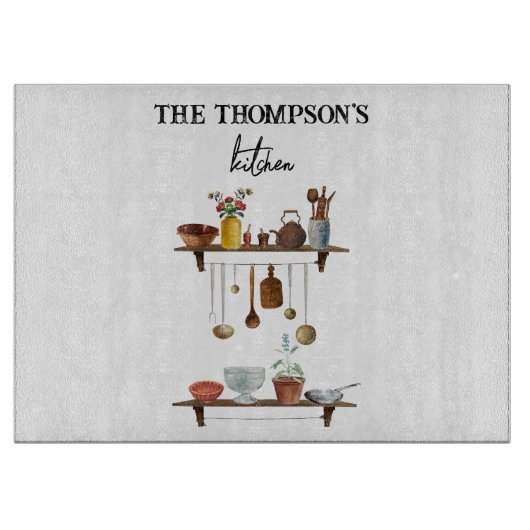 ヴィンテージレトロ水彩台所用品 カッティングボード (正面)