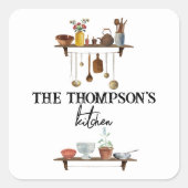 ヴィンテージレトロ水彩台所用品 スクエアシール (正面)