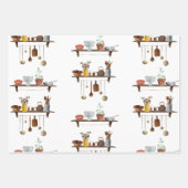 ヴィンテージレトロ水彩台所用品 ラッピングペーパーシート (正面3)